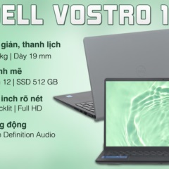 Máy tính xách tay Dell Vostro 15 3520 ( Intel Core i5.1235U/8GD4/SSD 512GB/Intel UHD Graphics/15.6inchFHD/3C41Whr/Windows 11 Home + Office Home and Student 2021/ProSup/Xám _ 5M2TT2